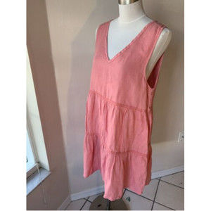 Coral Lucky Brand Linen Dress, Sz L